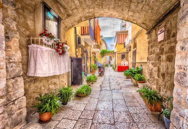 Colorful backstreet in Bari, Italy