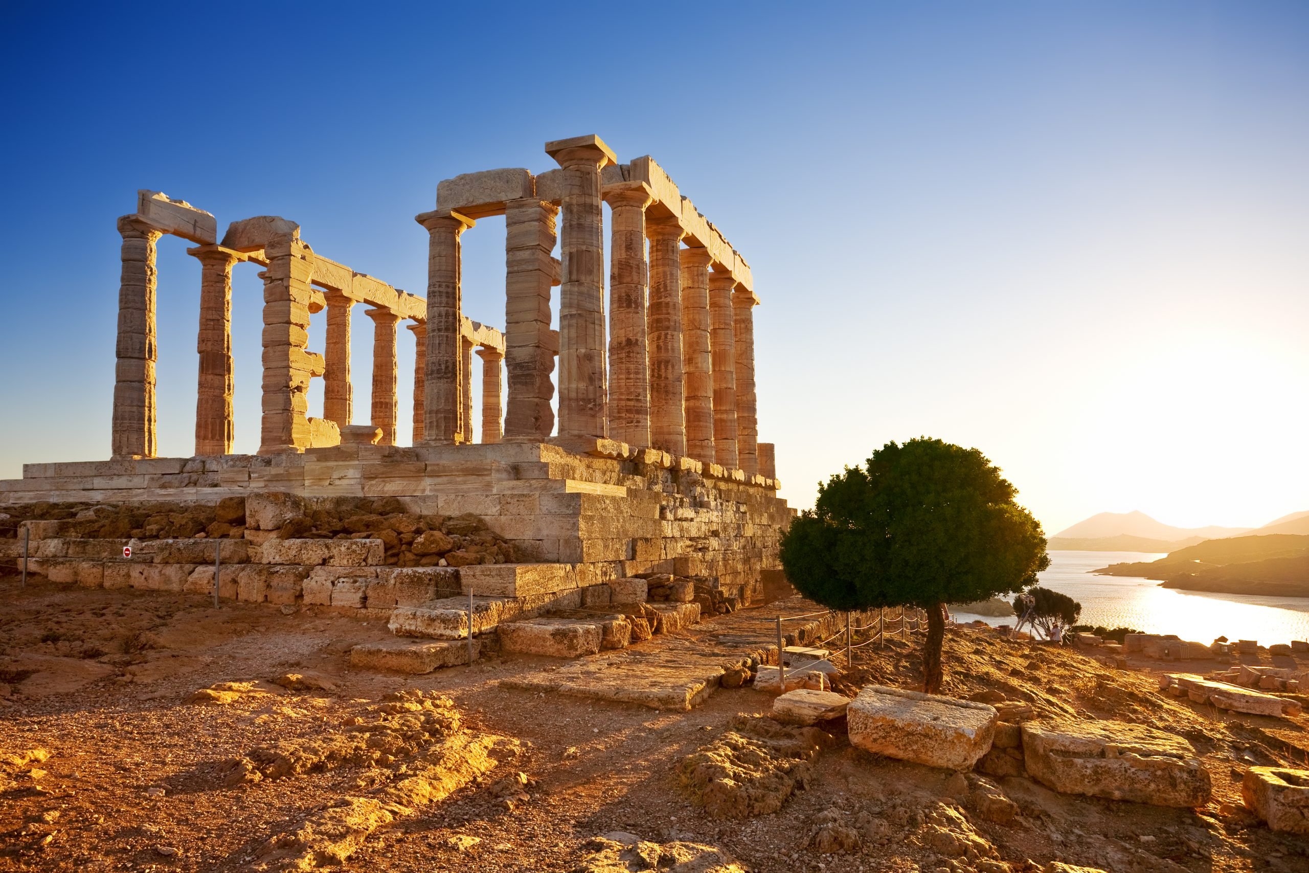 Cape Sounion Ruins of an ancient Greek temple of Poseidon iStock 181928240
