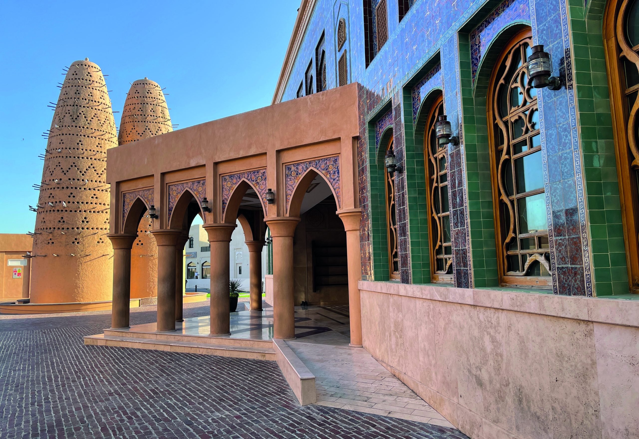 DOHA, QATAR FEB 28, 2020: Katara Mosque in Katara Cultural Village, popular touristic destination in Doha, Qatar