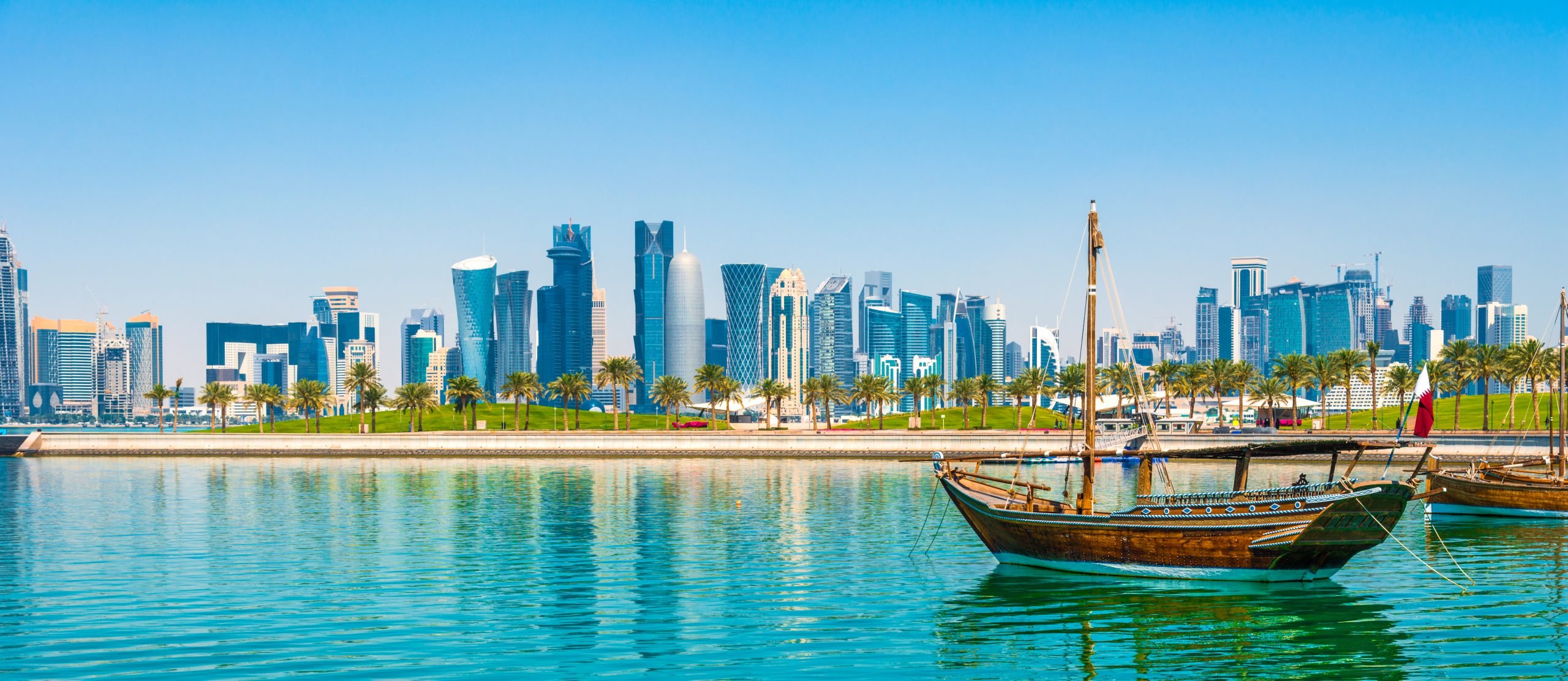 Doha, Qatar skyline of Doha with dhow